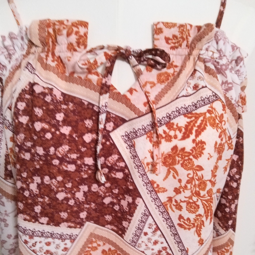 Forever 21 Multicolor Patchwork Off Shoulder Blou… - image 3